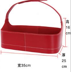 High Quality Red pu leather gift wine fruitbasket hamper for holiday gift size41x20x27cm