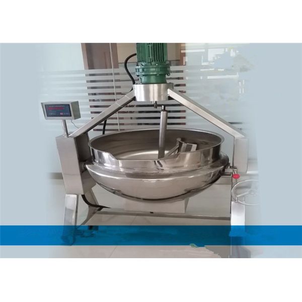 Stainless Steel Electric Steam Jacketed Kettle , Electric Tilting Kettle For Food Industry