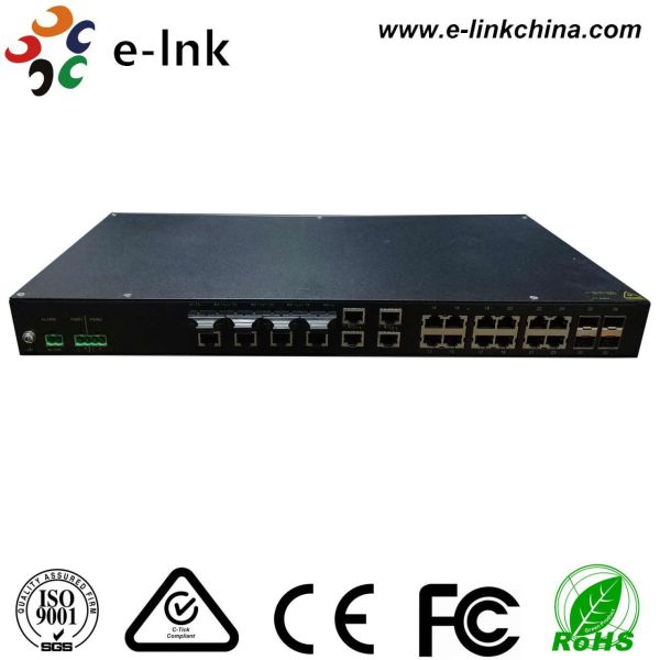 A montagem em rack os ethernet 4SC + 24FE industriais comuta, interruptor controlado rede do gigabit
