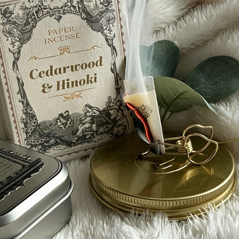 Custom Printed Burnable Incense Paper Sheets With Vintage Tin Gift Box