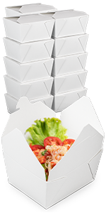 110 oz Paper Take Out Containers White Lunch Meal Food Boxes #1, Disposable Storage To Go Packaging