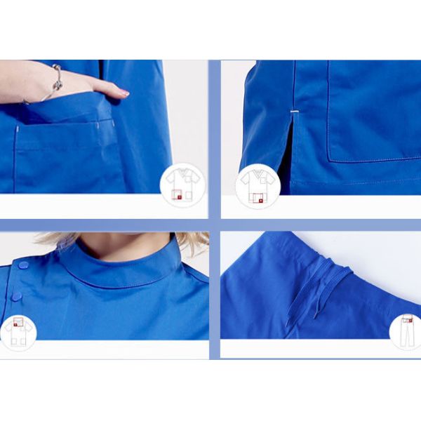 Stand Collar Scrubs Medical Uniforms , Short Sleeve Cotton Green Surgical Gown
