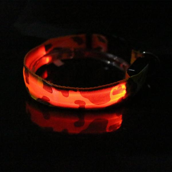 Safety Light Glow Pets Dog Collar Lead / Illuminated Led Glowing Dog Collar
