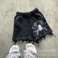 Shorts personnalisés Logo imprimé de haute qualité mousseux mousseux tricoté mohair laine en dessous du genou corde à dessin Vêtements de rue Shorts surdimensionnés pour hommes