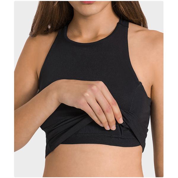 Hot Sale Criss Back Padded Strappy Sports Bras Women Tank Top Active Stretch