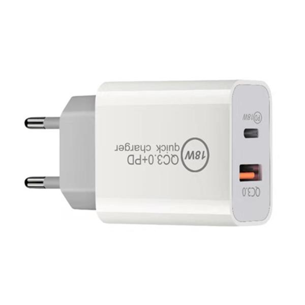 18w Type C Pd Qual Quick Charge 3.0 Fast Charger Dual Ports 20W Usb C Travel Wall Power Adapter Charger