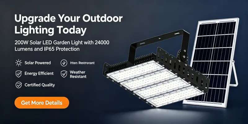 200W Split Solar Panel LED Flood Light IP65 Weatherproof Outdoor Parking Lot Stadium Modular Light