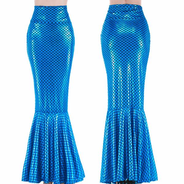 Holographic Mermaid Tail Skirt Costume Elastic Waistband With Side Zipper Closure