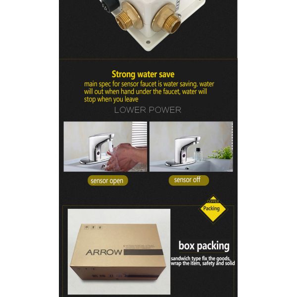 ARROW Modern Infrared Sensor Faucet with Polished Chrome Finish and Brass Body for Bathroom