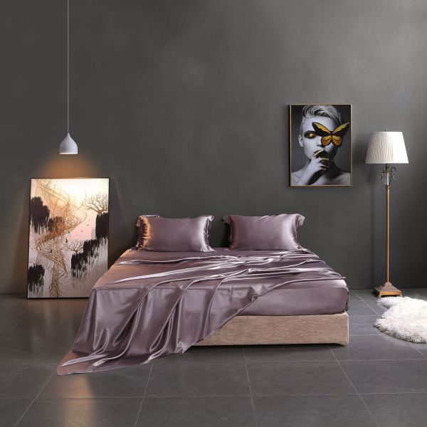 Impresión Reactiva de lujo de seda de satén ropa de cama Set de morera pura 19 Mamá seda 4pcs para el hogar