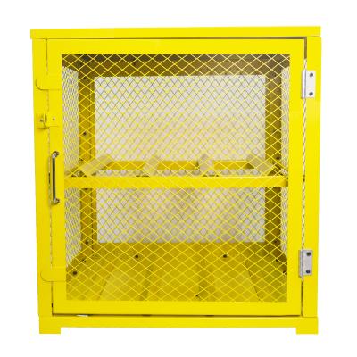 2-Tier Gas Cylinder Storage Cage 120LBS Per Shelf Ventilated Grooved Bracket Safety Mesh Cabinet with Handle