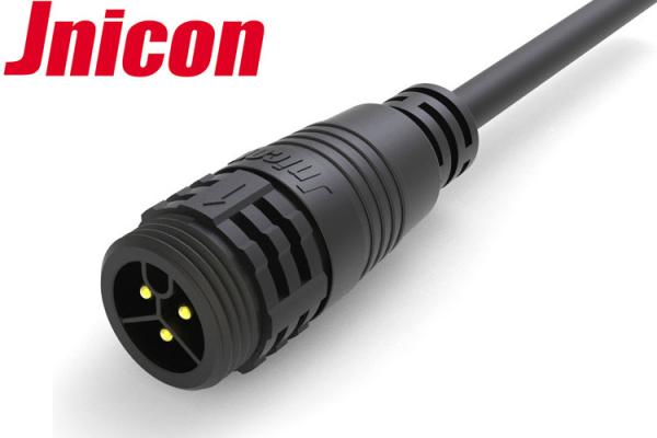 3 Poles Waterproof Power Cable Connectors Screw Locking Male Female Overmolded