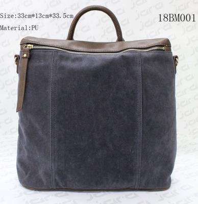 Fake Suede & PU Backpack School Bags For Men With Secret Pocket , Customized Logo