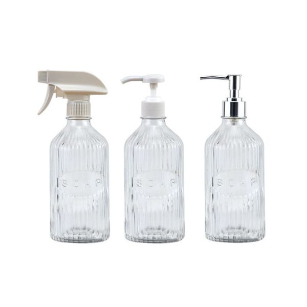 Lotion Liquid Soap Empty Glass Jars Pump Spray Bottle Lead Free Glass Materials