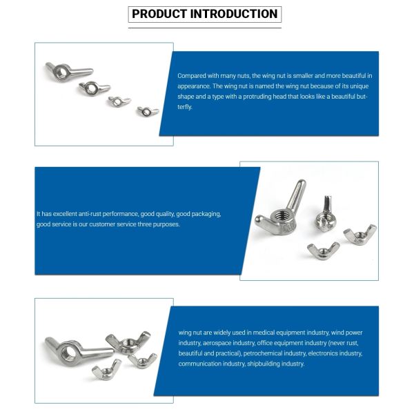 DIN Standard ZINC PLATED SS304 SS316 Construcción Mariposas de mariposa de acero inoxidable Encofrado de acero inoxidable Encofrado de alas