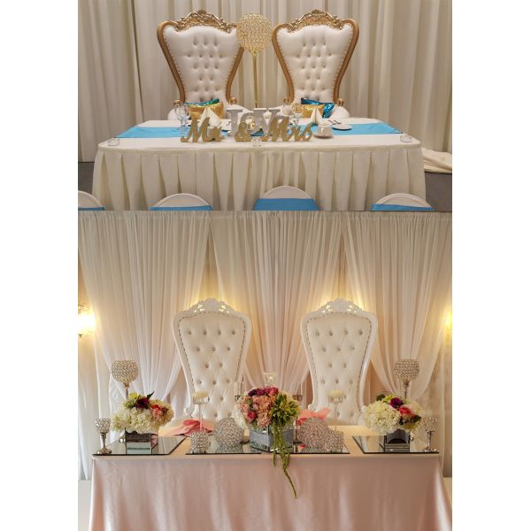 Tall Princess White Gold Royal Throne Chair Wedding
