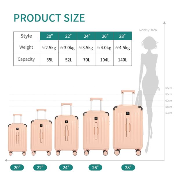 Valise de voyage multifonctionnelle à la mode, de bonne qualité, pratique pour les voyages, valise en aluminium de 26 pouces