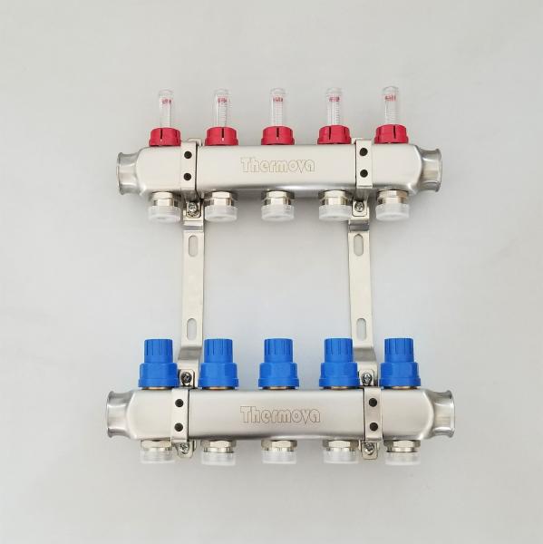 Stainless Steel 304 Underfloor Heating Manifolds set with flowmeters