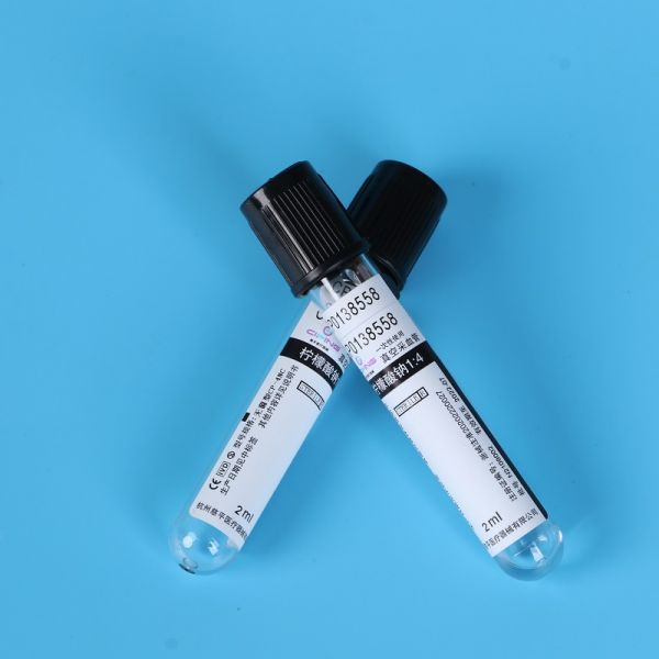 Tubo superior negro 1ml - 6ml de la sedimentación de la sangre del vacío del almacenador intermediario del citrato de sodio
