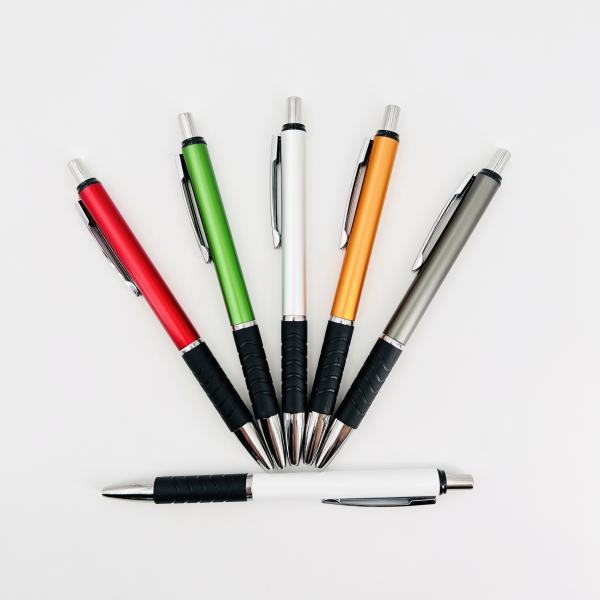 Non-slip Rubber Pen Grip Aluminum Ballpoint Pen Lightweight Colorful Metal Ball Pen