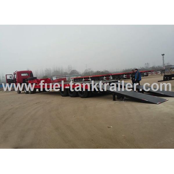 Red 3 Axle Heavy Duty Trailer , Low Bed Trailer Truck 30T Loading Weight