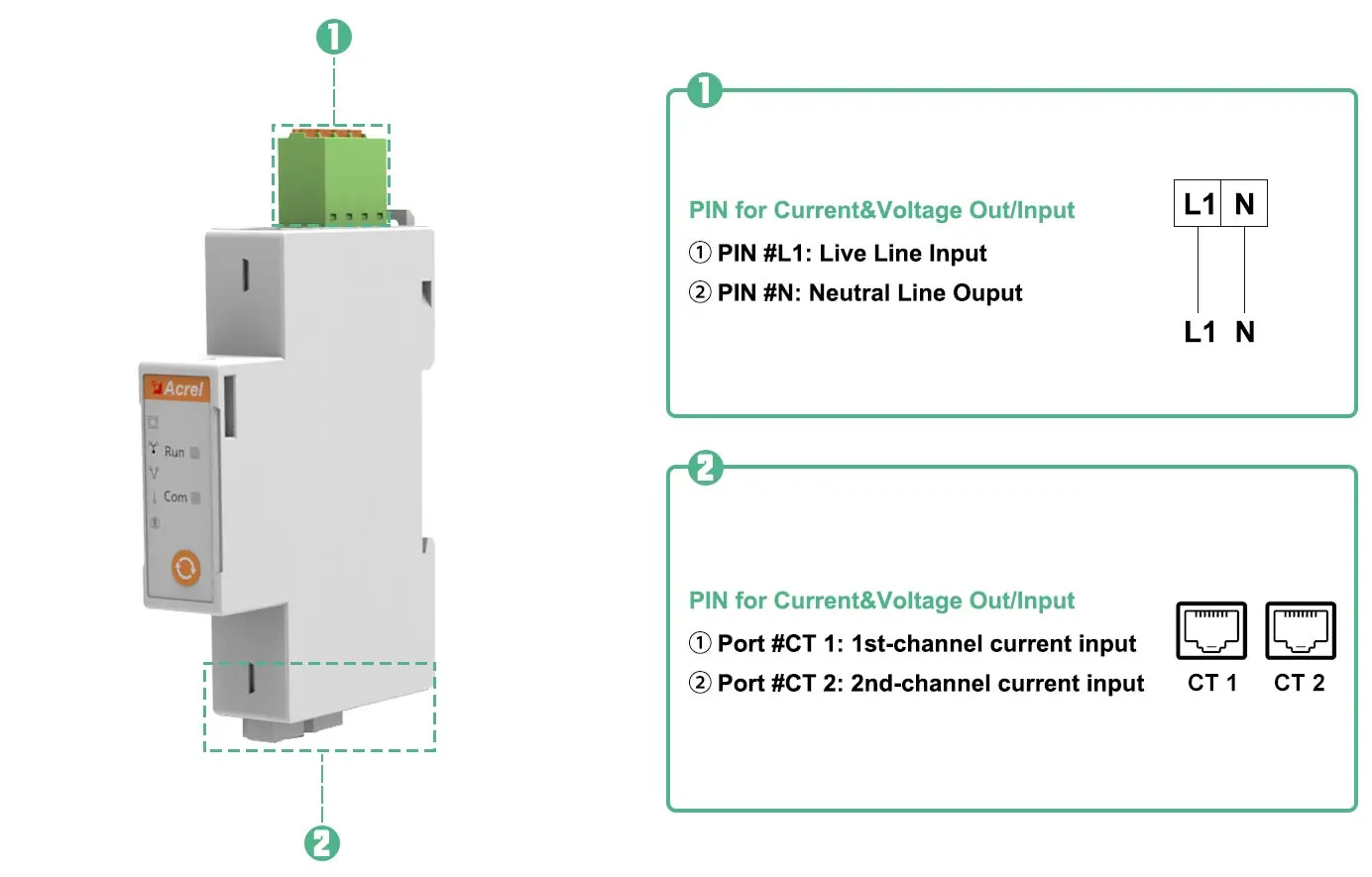 ADL200W-CT Wireless Dual-channel Single-phase Energy Meter