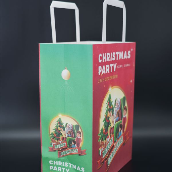 OEM Luxury Christmas Packaging Debossing Custom Die Cut Handle Bags
