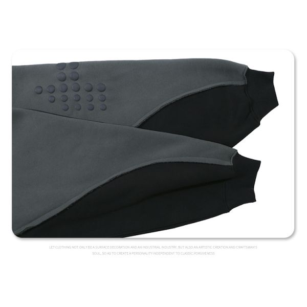 Puff Print Men'S Two Tone Hoodie High Weight Warm Fleece Pullover Hoodie Drop Shoulder