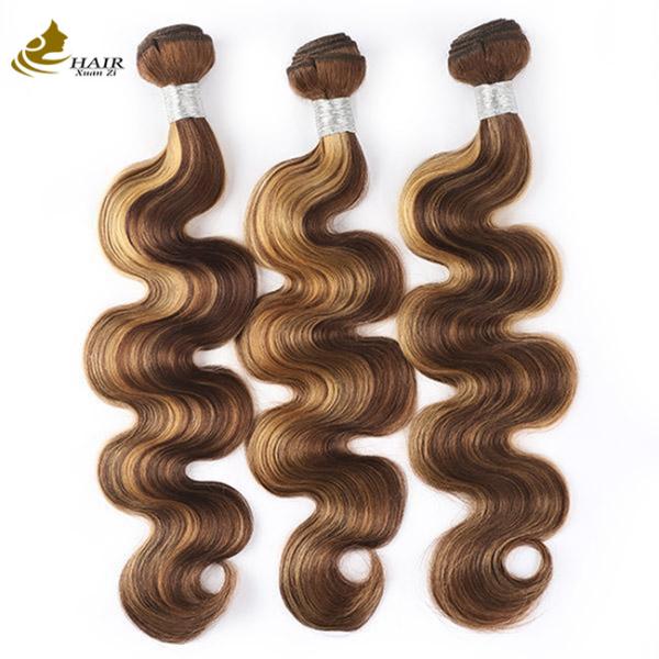Piano 4/27 Extensões de cabelo Ombra colorida Cabelo humano Corpo onda