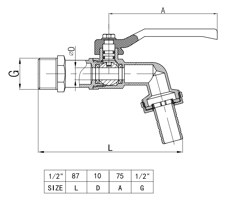Iron Handle Bibcock Ball Valve PTFE Seat Garden Hose Valve