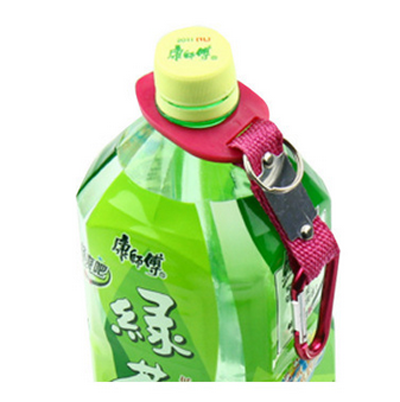 Promotional custom logo red Karabiner with short strap&rubber water bottle loop holder