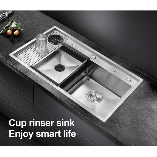 18 Gauge Undermount  Cup Rinser Sink Stainless Steel Brushed Rectangular 79x46