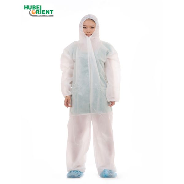 45gsm Polypropylene Nonwoven Disposable Chemical Coveralls With Hood