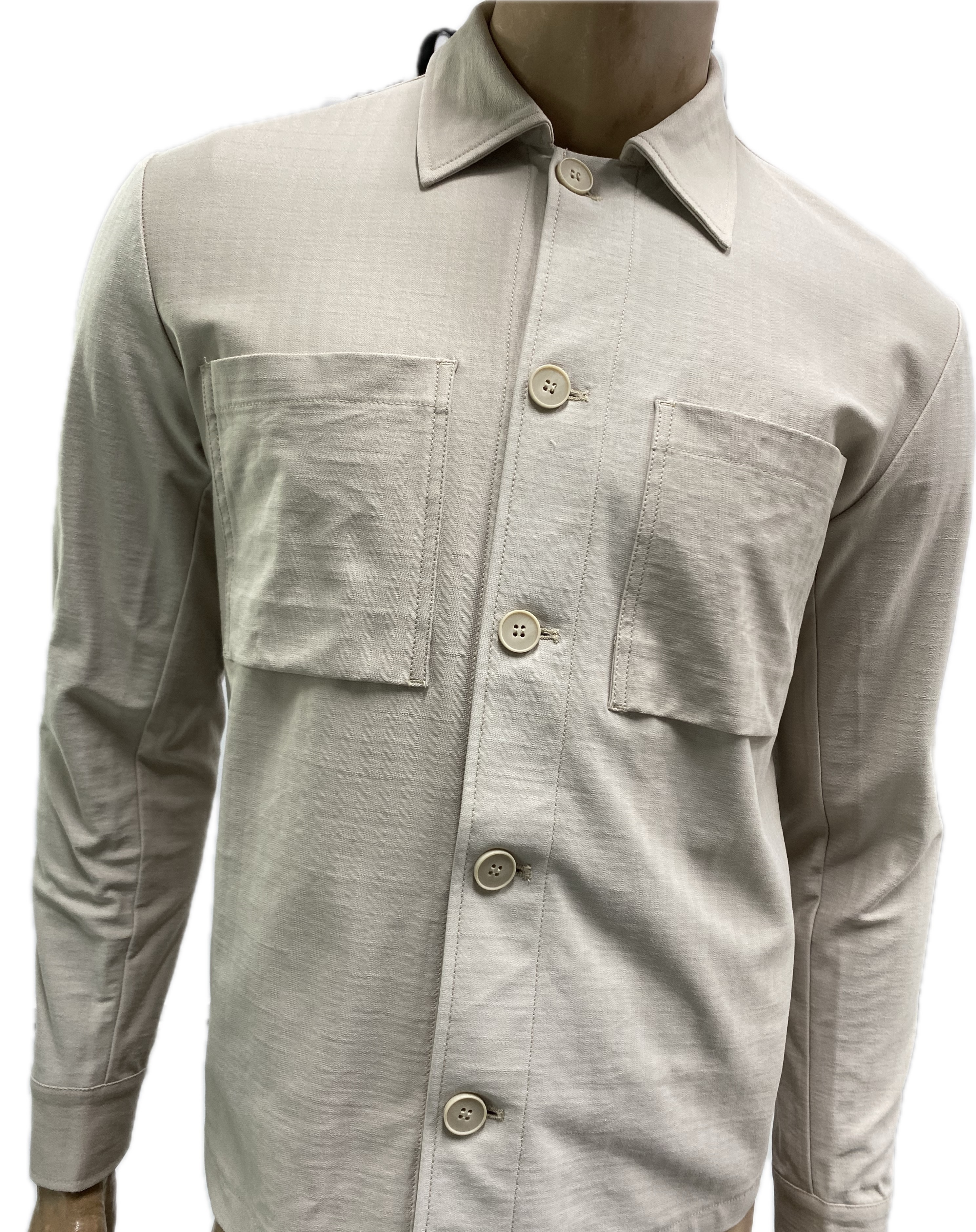 Breathable Cotton Workwear Shirt Men's Long Sleeve Button-Down with Chest Pockets for Security & Outdoor