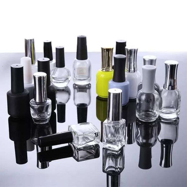 Glass White Black Nail Polish Bottles Packing Empty Nail Polish Bottle Transparent Customized 15ml Cosmetic Screen Printing