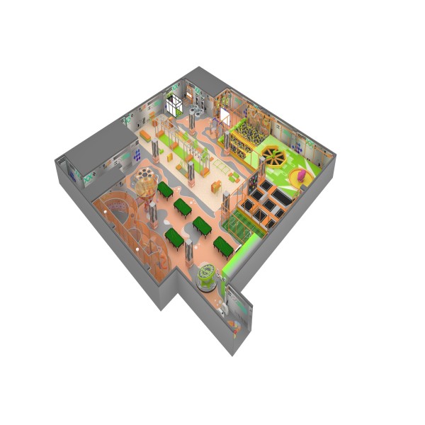 Purple Yellow Sci Fi Indoor Trampoline Playground Commercial Integrated