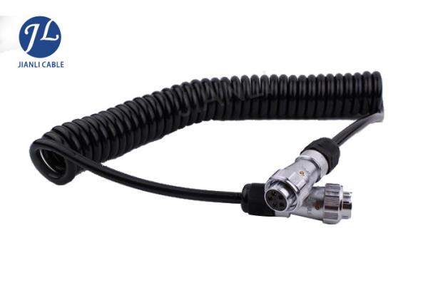 Custom Vehicle 5 Pole Rear View Camera Cable , 2 Channel Coil Twisted Pair Cable