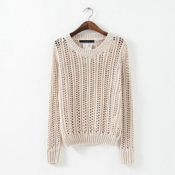 Crochet,pullover Hollow Out Golden Thread women sweater Knitted Loose Sweaters warm pullovers