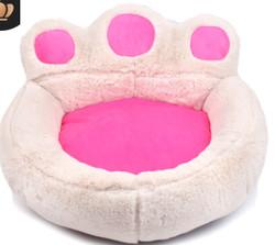 Plush Warm Soft Plush Bear Paw Shape Pink Grey Coffee Pet Bed Cushion Sofa