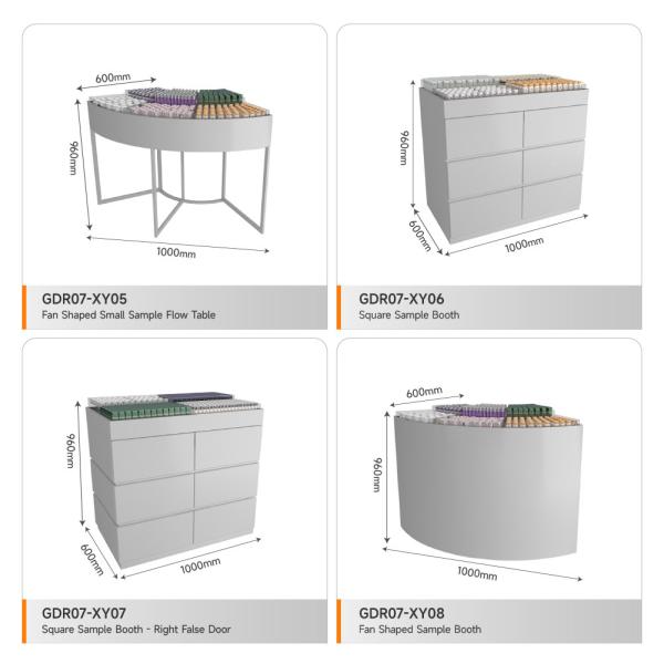 Retail Shop Design Grey Wooden Sample Island For Space-Saving Shop Showcase And Cost-Effective Shop Rack