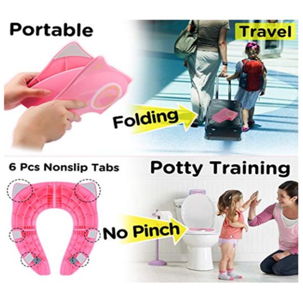 Simulation Baby Foldable Baby Toilet Seat With Cover , Folding Potty Seat