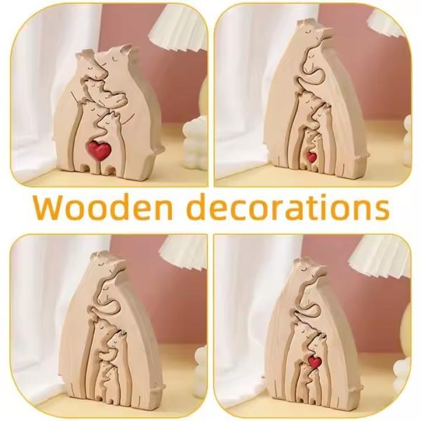 wooden Bear Family Wooden Puzzle Chinese Factory-Made  Fun Wooden Toy and  Chic Home Decoration
