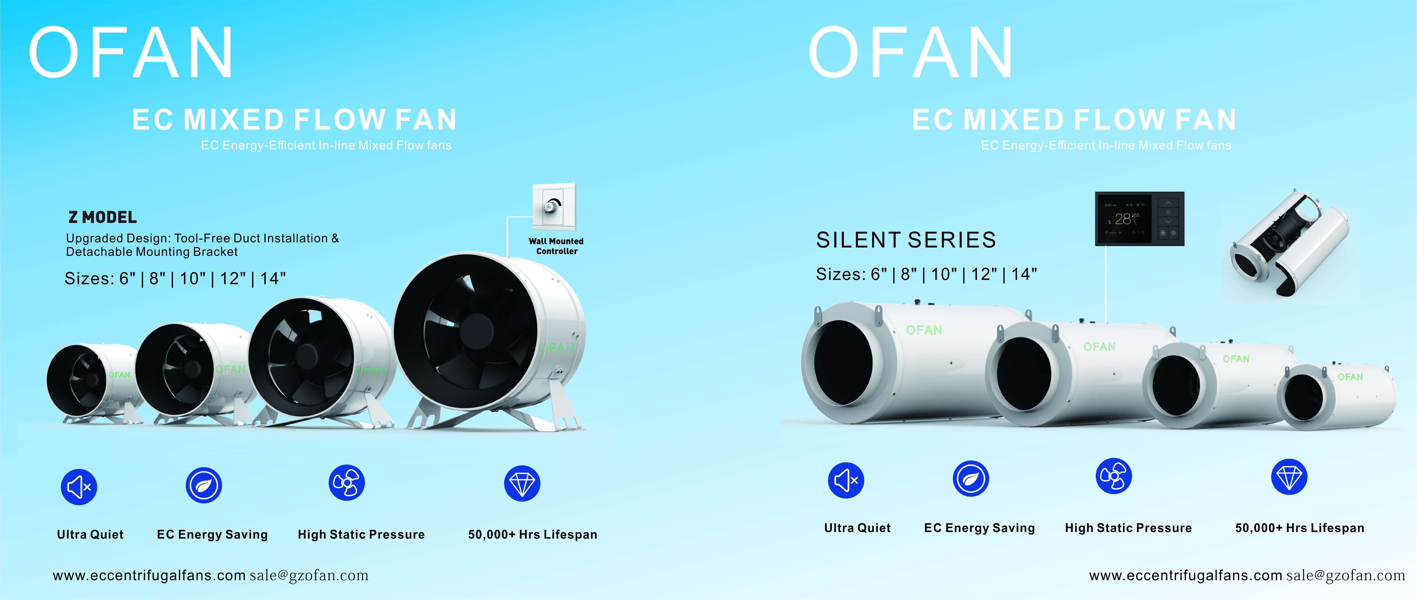 Soundproof EC Inline Duct Fan Variable Speed for Grow Room & Commercial Ventilation