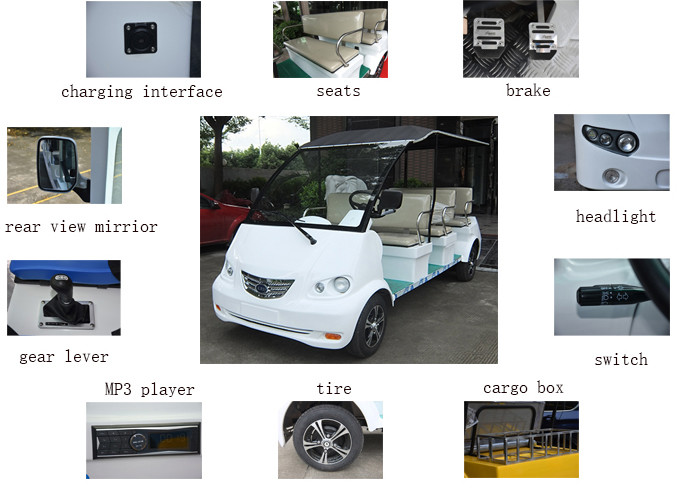 Рекреационный электрический автомобиль челнока для 8 пассажиров с мотором 48В/4кВ