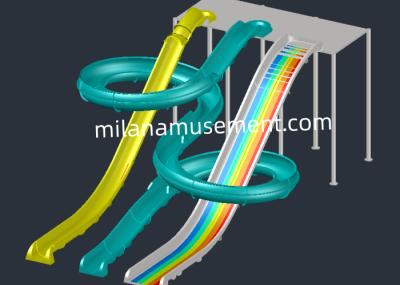 MILAN Anti Ultraviolet Water Park Fiberglass Slide Custom Height For Public