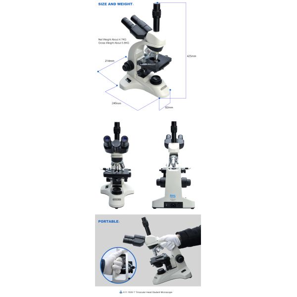 Student Optical Compound Microscope A11.1535 With LED Light Source , WF10X/18mm Eyepiece