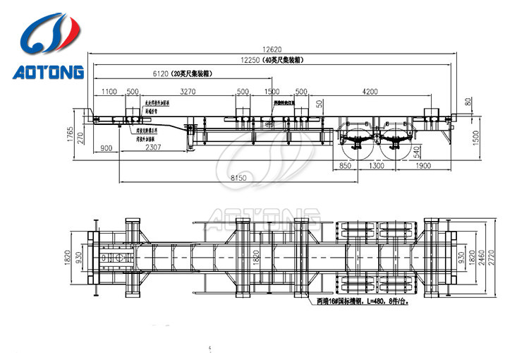 Подвеска Лист-пруга/воздушная подвеска трехосный скелетный прицеп для контейнерной перевозки