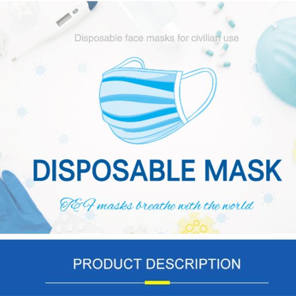 Large Stock 3 Ply SPP Mouth Protection Mask With Elastic Earloop