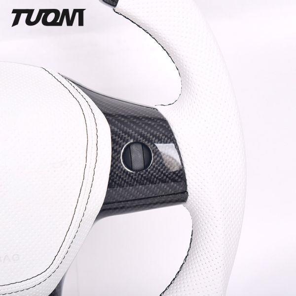 Suede Tesla Sports Racing Model 3 Steering Wheel Twill Glossy White Leather