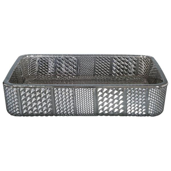 Покрытый хромом прямоугольный сосуд тонет закаленный стеклянный серебр Кристл